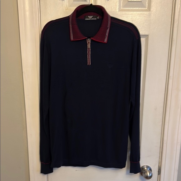 Giorgio Armani Golf Sport Navy and Red Men's Shirt #171 - Picture 1 of 11